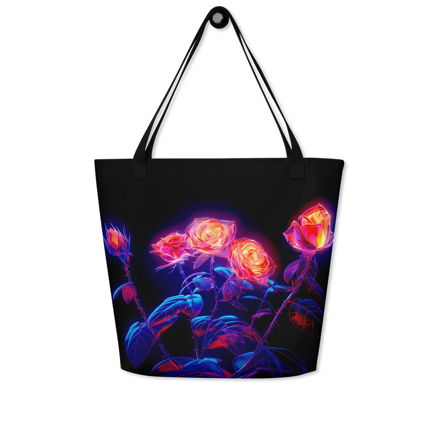 Tote Bag: Elegant Glowing Neon Roses Dark Edgy Fashion Stylish Design product image (8)