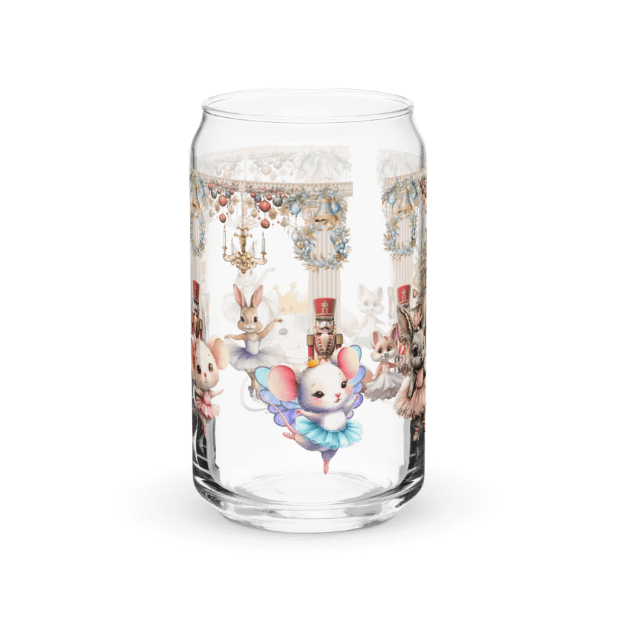 The Enchanted Nutcracker Ballet Glass Can Tumbler | 16oz BPA-Free Sipper with Bamboo Lid & Straw | Ballet-Themed Christmas Drinkware product image (10)