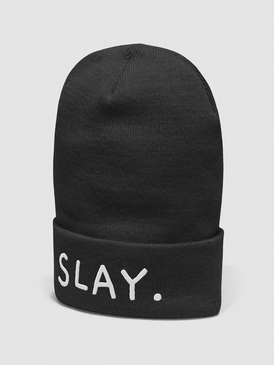 slay cuffed beanie - white font product image (3)