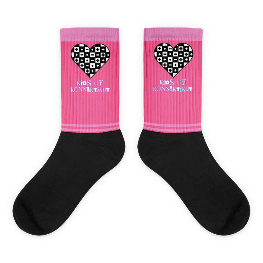 Pink Checkered Heart Socks (Unisex) product image (1)