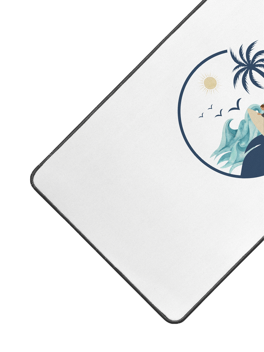 Vintage Surfer Girl Circle – Retro Palm Tree, Sun & Ocean Waves Design Desk Mat product image (3)