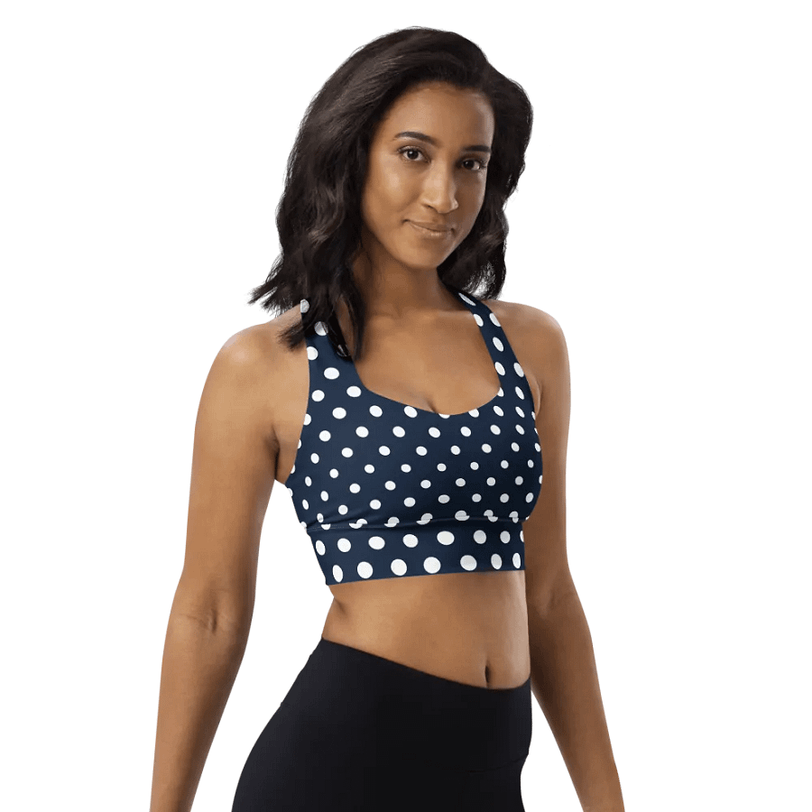 White/Navy Polka Dots Sports Bra product image (10)