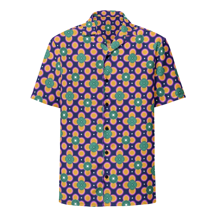 Hawaiin Style Shirt, Button Up, Unisex, Purple-Teal Green-Gold product image (1)