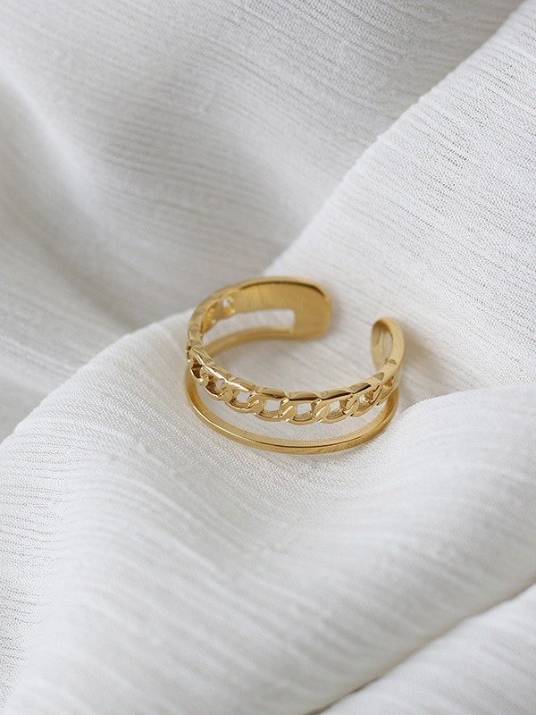 Chain Link Adjustable Ring | 18K Gold Plated product image (9)