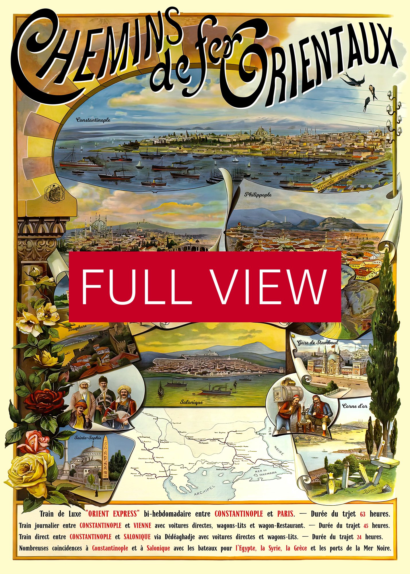 Chemis de fe Orientaux/Orient Express, France, Istanbul, Turkey, 1898 — retro vintage travel poster, retro travel art, retro travel wall art product image (3)