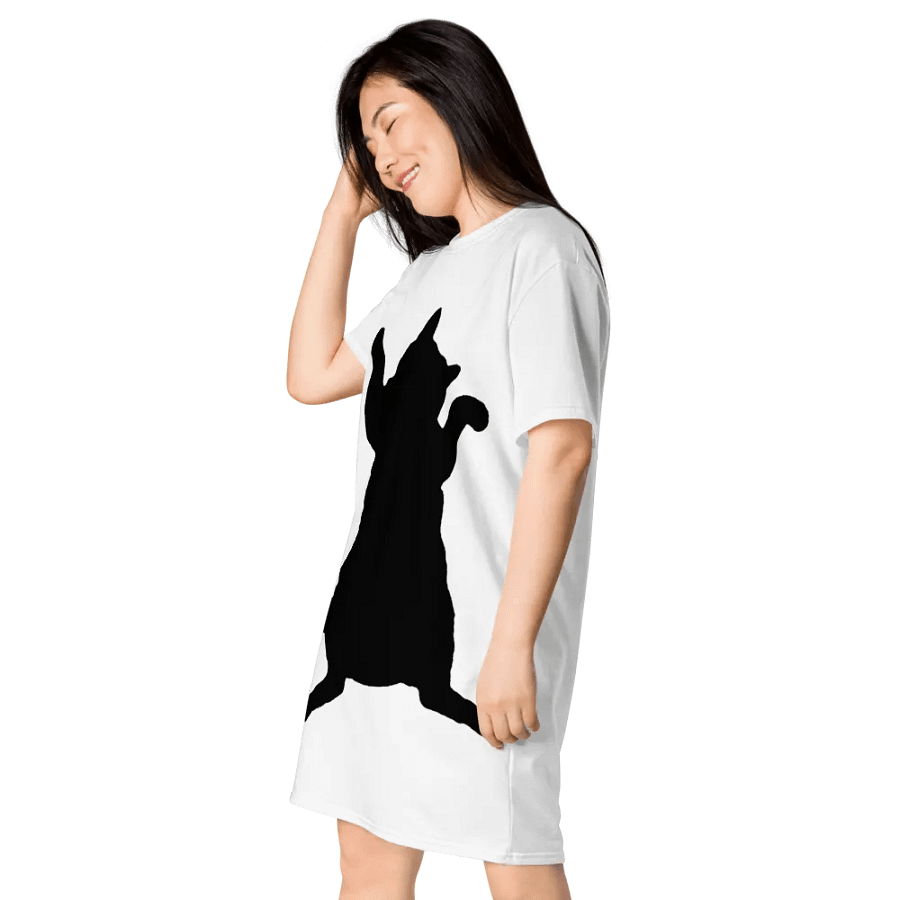 Dancing Demeowcracy Feline Black and White T-Shirt Dress product image (9)