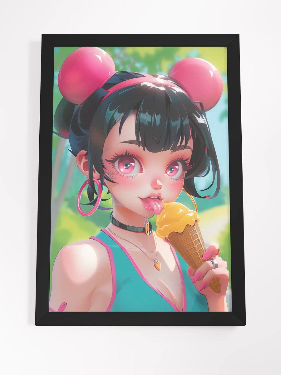 Ice Cream Dreams: Pop Art Framed Poster of a Girl with Ice Cream Cone product image (4)
