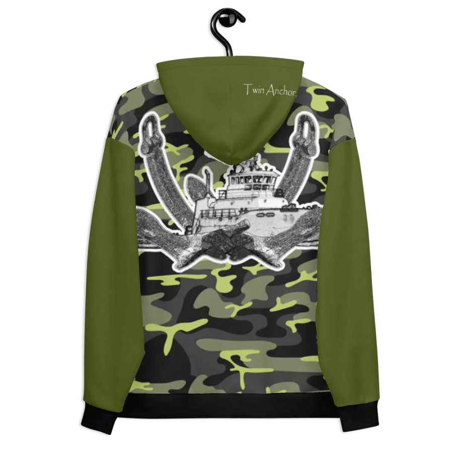 Green & Camouflage Twin Anchor Titan tug Hoodie product image (9)