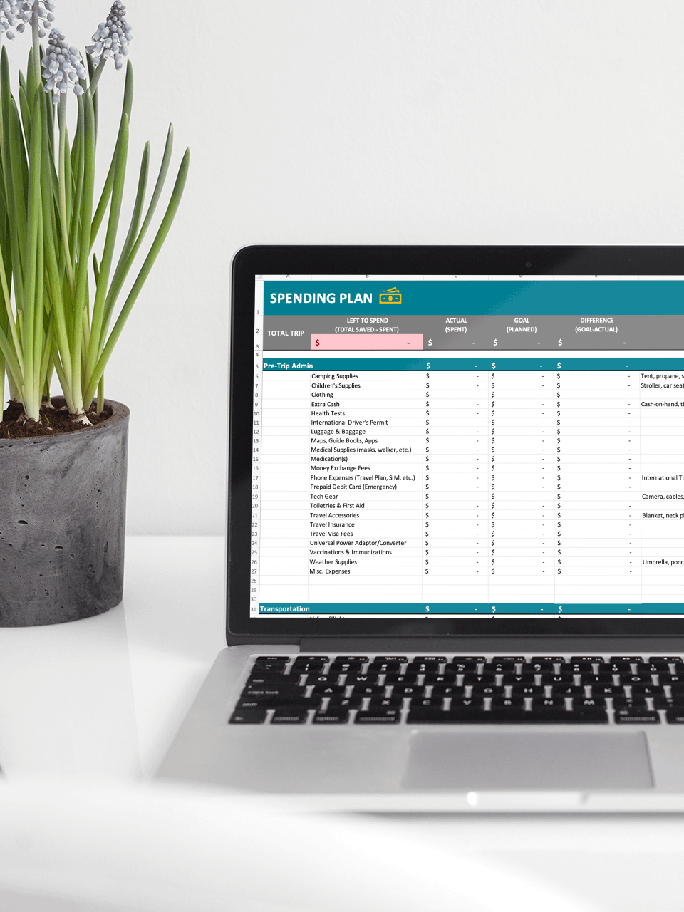 Travel Budget & Savings Spreadsheet Template product image (1)