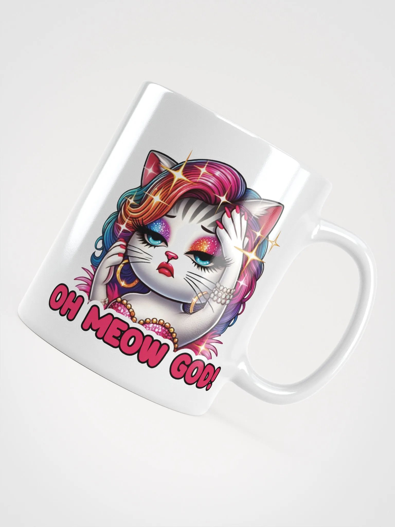 Oh Meow God! White Glossy Mug product image (11)