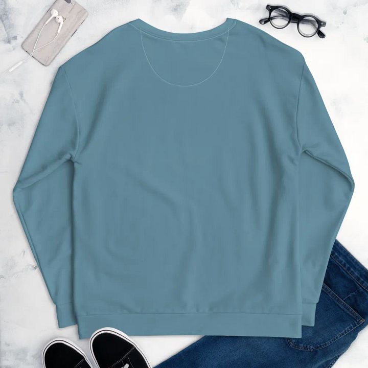 Plain Medium Light Blue Soft Summer Unisex Recycled Polyester Heavyweight Premium Sweatshirt by Treasure Pie product image (2)