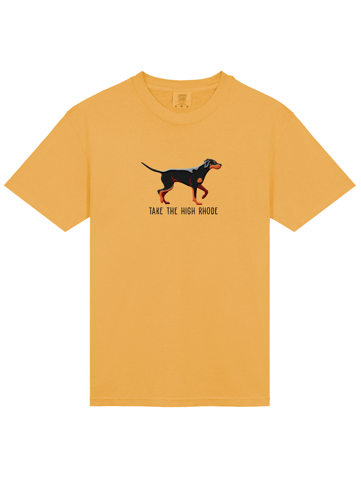 Take the High Rhode T-Shirt(Embroidered) of a Rhodesian Ridgeback(Black & Tan) product image (23)