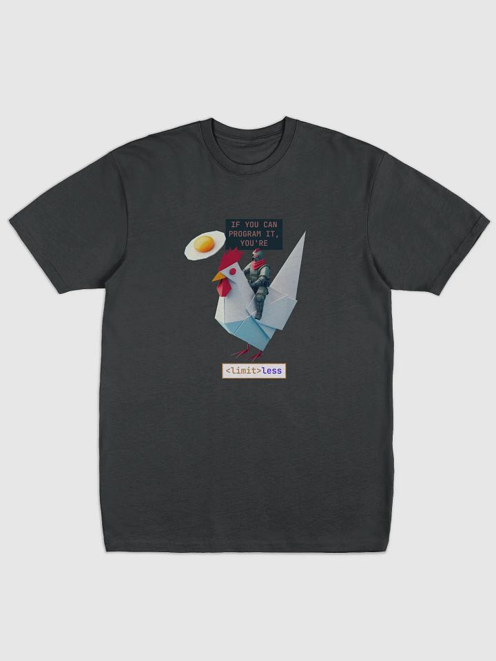 Limitless Rooster Coder Shirt | Heavyweight Unisex Tee for Programmers – Funny Geek Dev Gift product image (1)