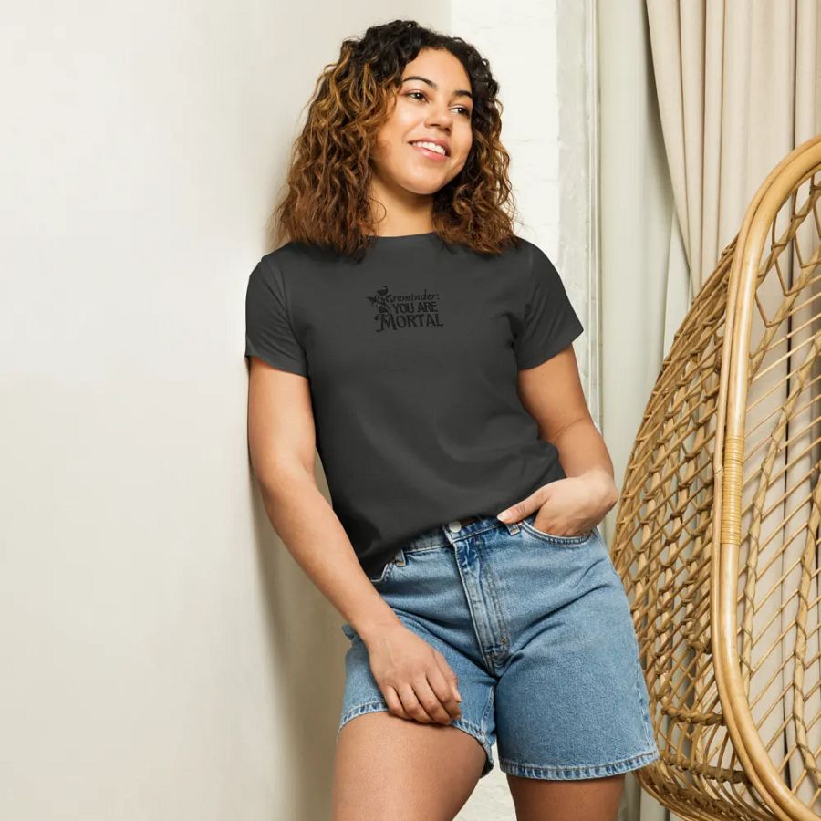 reminder: you are mortal tee (black on black) product image (1)