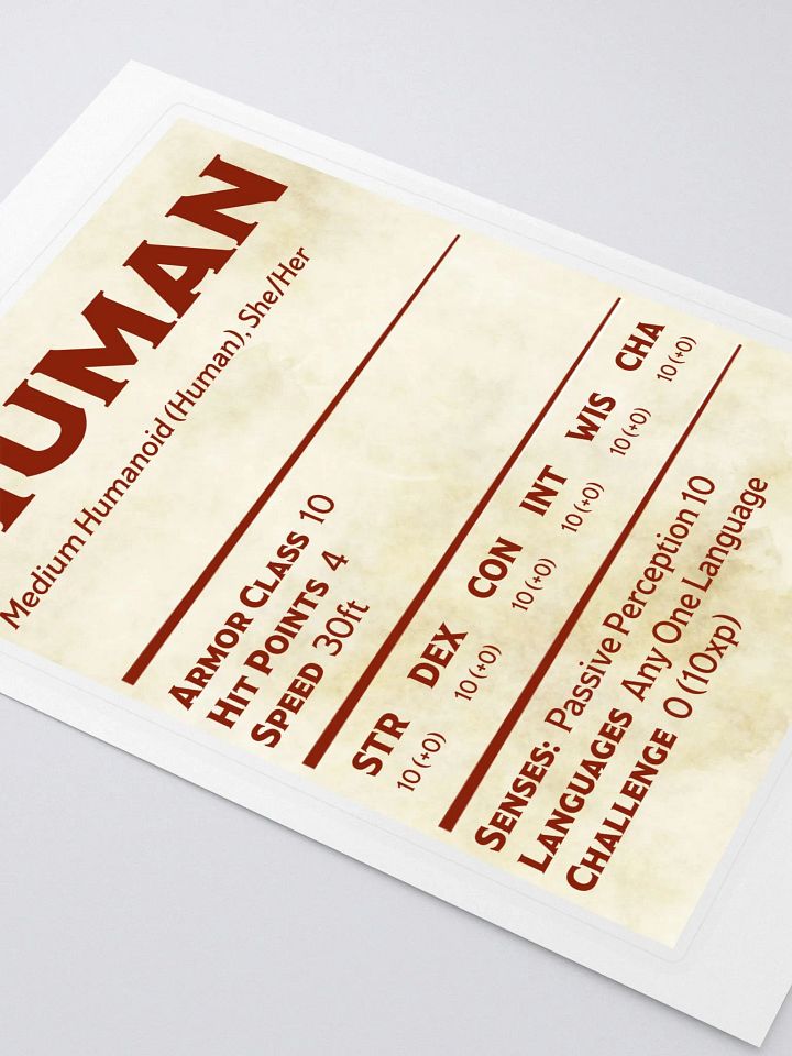 Human Statblock - She/Her product image (2)