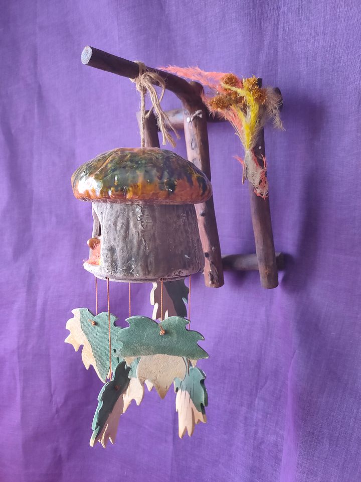 Mocho Apanha Sonhos Mexicano | Peça Única em Madeira e Cerâmica | Decoração de Parede Vintage | Inteligência e Sabedoria product image (2)