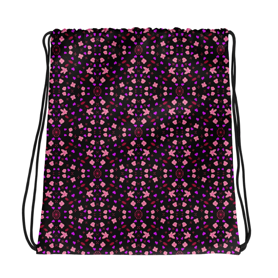 Hearts and Flowers Dark Drawstring bag product image (1)