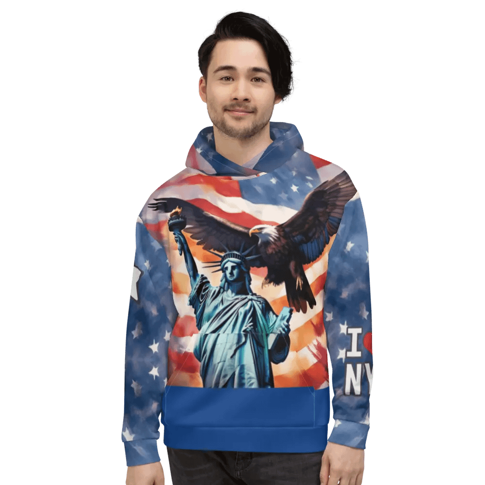 I Heart NY Statue of Liberty/Cool Hoodie All-over Print Recycled Unisex Hoodie by Sublicolor product image (3)