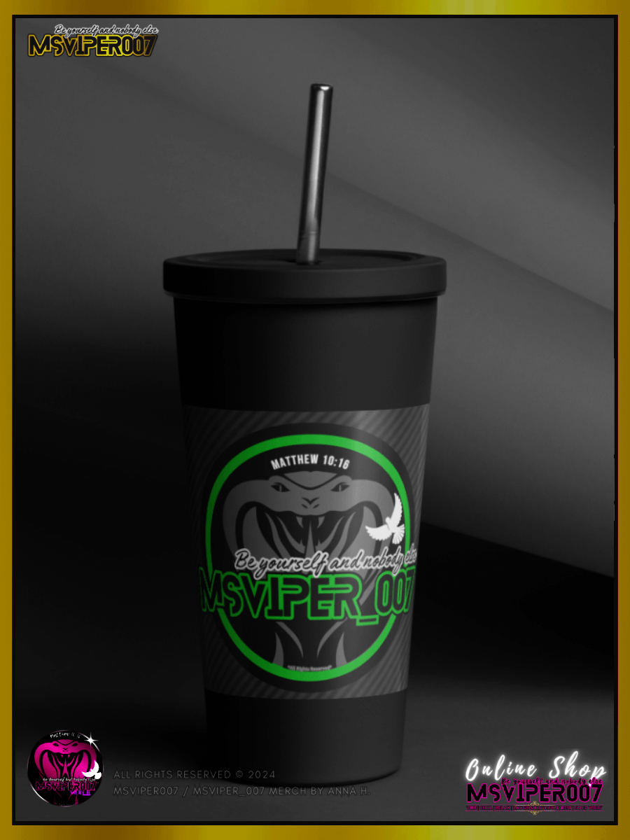 Tumbler - "MsViper_007™ Brand [green/blk] - Support&Sport" Insulated Tumbler with a Straw By Anna H. product image (11)