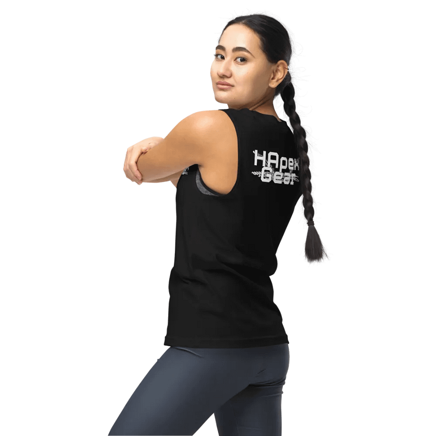Muscle Tank - Embroidered - White HApex Gear Black Logo product image (10)