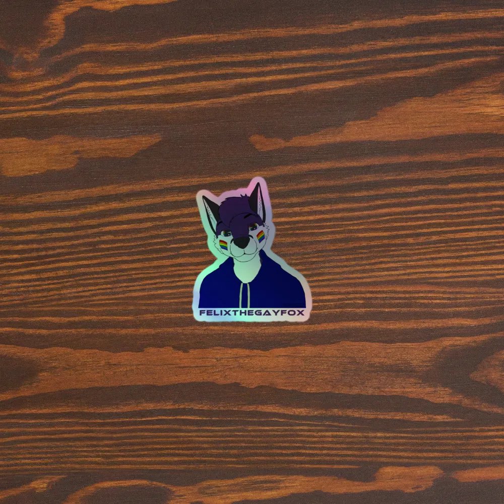 FelixTheGayFox - Holographic Sticker (Purple Text) product image (5)