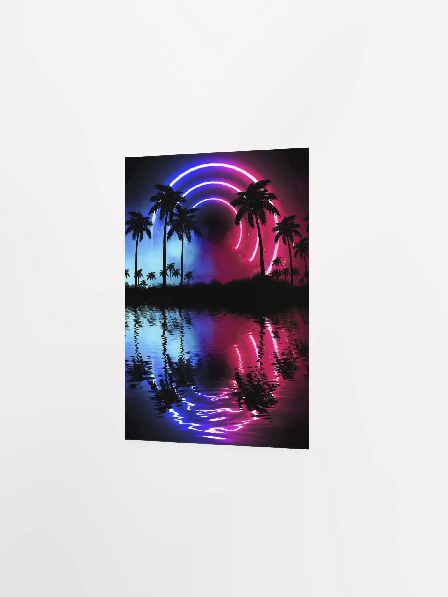 Neon landscape: Palms & Arc [synthwave/vaporwave/cyberpunk] — Aesthetic retrowave poster product image (9)