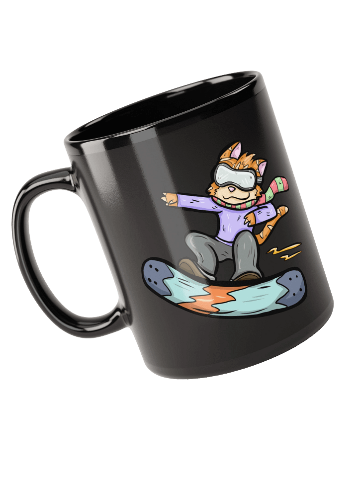 Rusty Snowboarding Holiday Black Mug Christmas 2025 product image (1)
