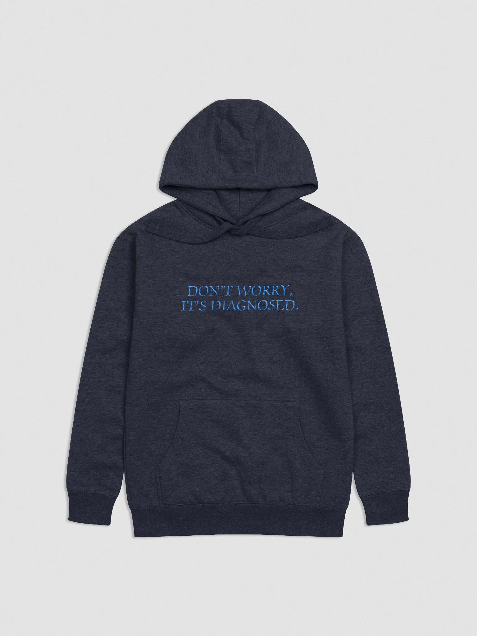 DW, IT'S DIAGNOSED. (monochrome blue) embroidered heavyweight hoodie product image (1)