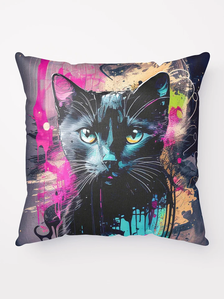Graffiti Inspired Black Cat Throw PIllow product image (1)