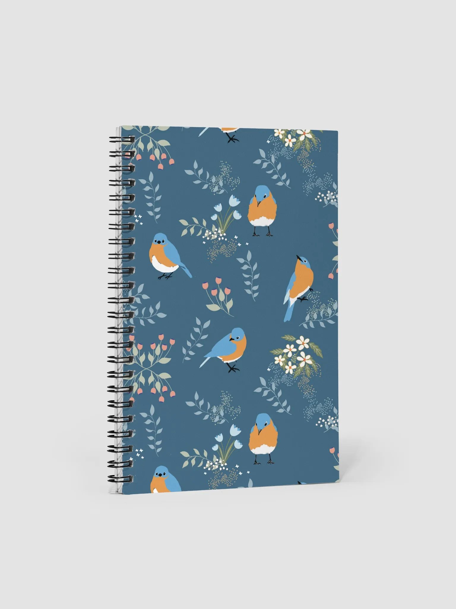 Bluebird & Flower Dot Grid Spiral Notebook product image (4)