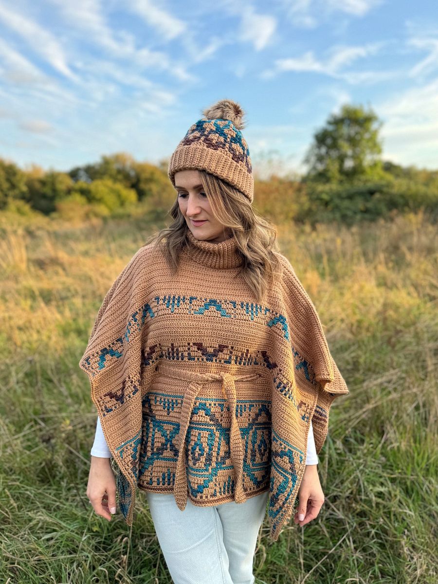 Labyrinth Poncho Adult Sizes XS to 5XL, Mosaic Crochet Poncho Pattern PDF product image (5)