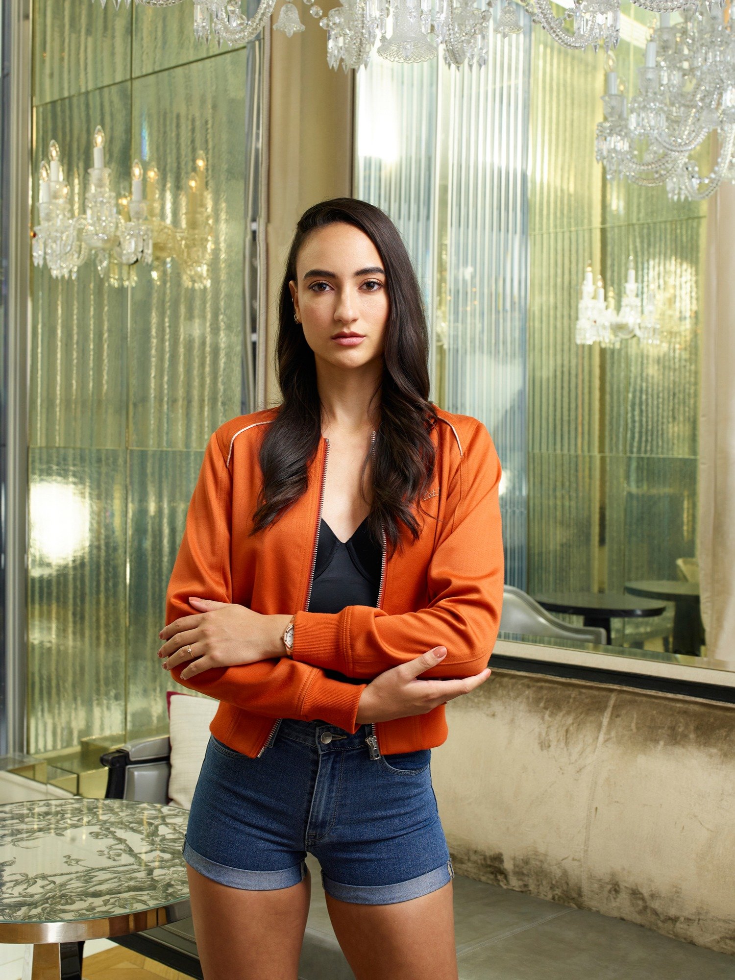 WOMEN'S ORANGE SILK WOOL BOMBER product image (3)