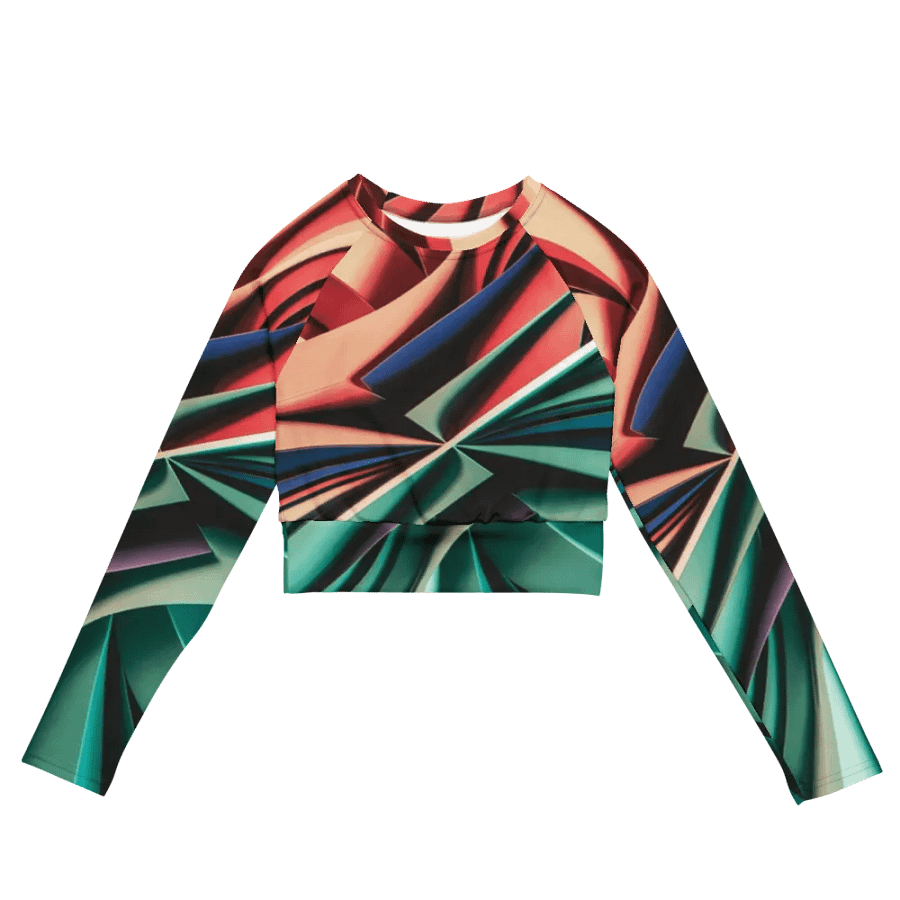 Abstract Geometric Women's Sports Crop Top in Vibrant Colors (2XS-6XL) product image (3)