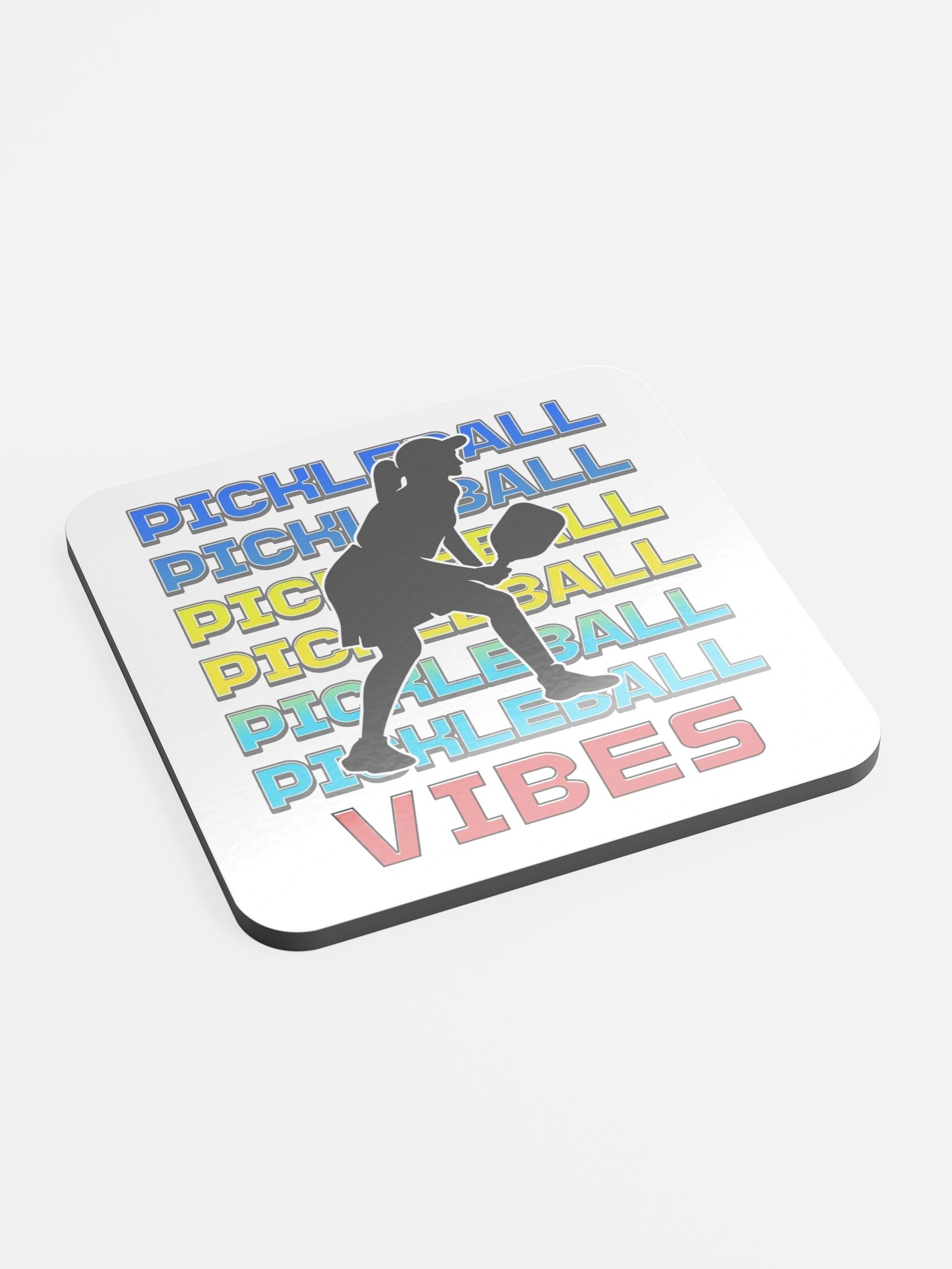 Pickleball Vibes Line Female Vibrant Coaster Set product image (3)