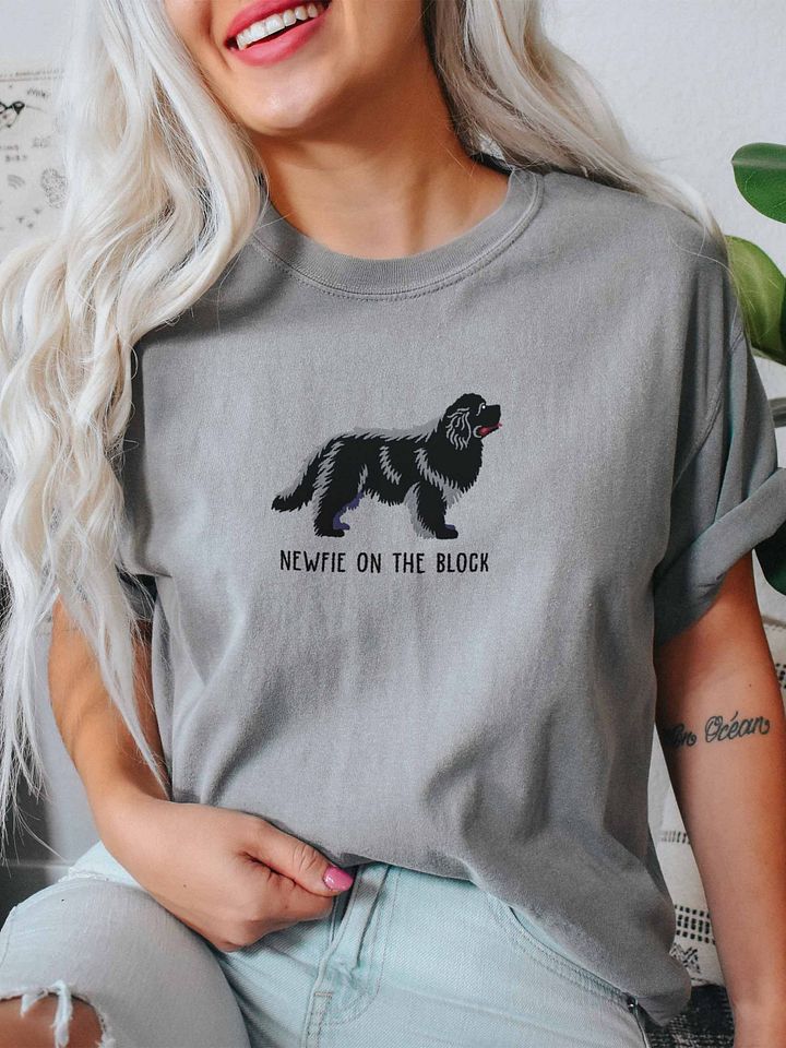 Newfie on the Block T-Shirt(Embroidered) of a Newfoundland(Black) product image (2)