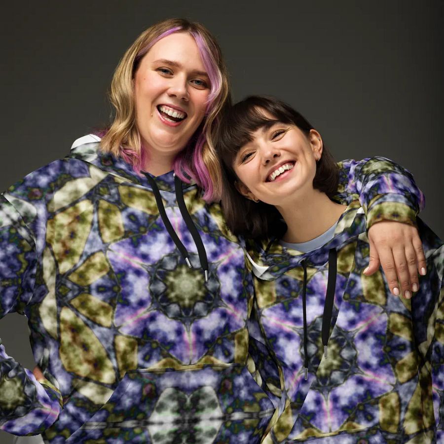 Bohemian 6 Pointed Madala Yellow and Purple/ All-Over Print Recycled Unisex Hoodie by Sublicolor product image (4)