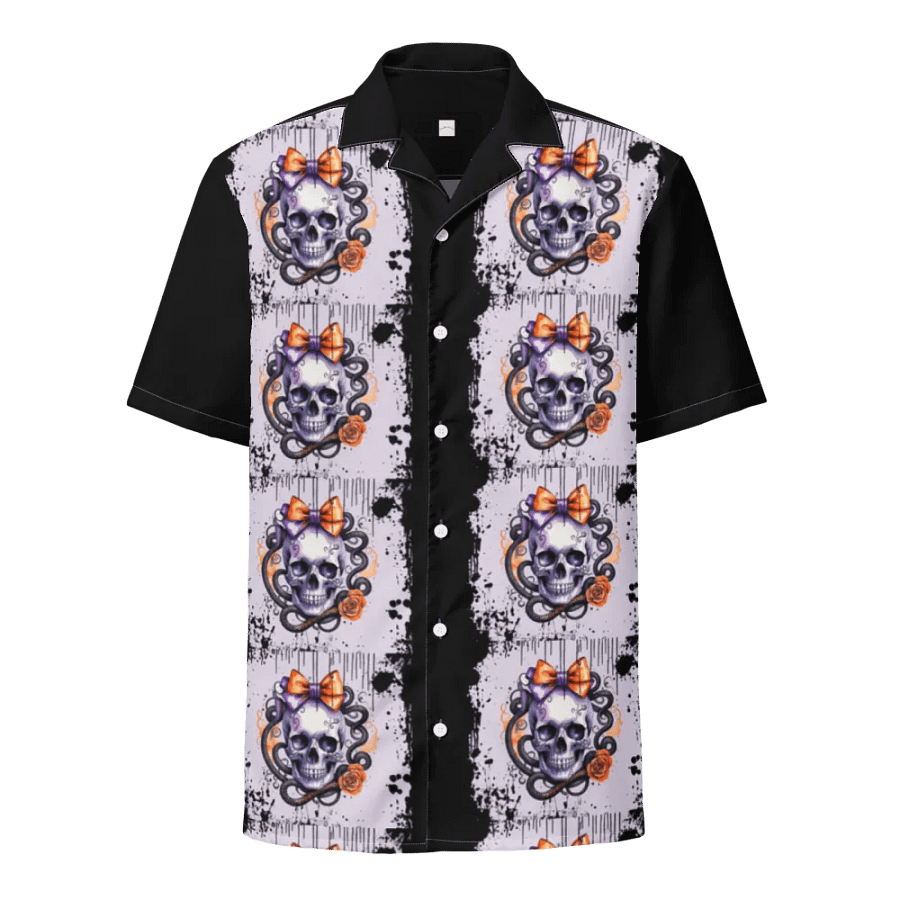 Unisex Skull and Snake Design Coquette Style Button Down Shirt product image (1)