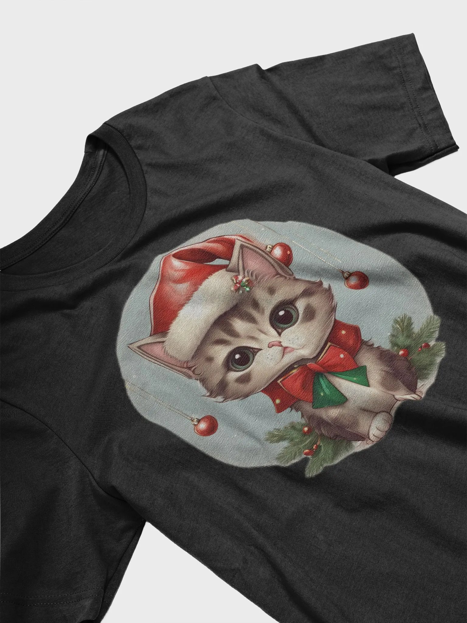 cute little kitten wearing a santa hat Supersoft T-Shirt product image (3)