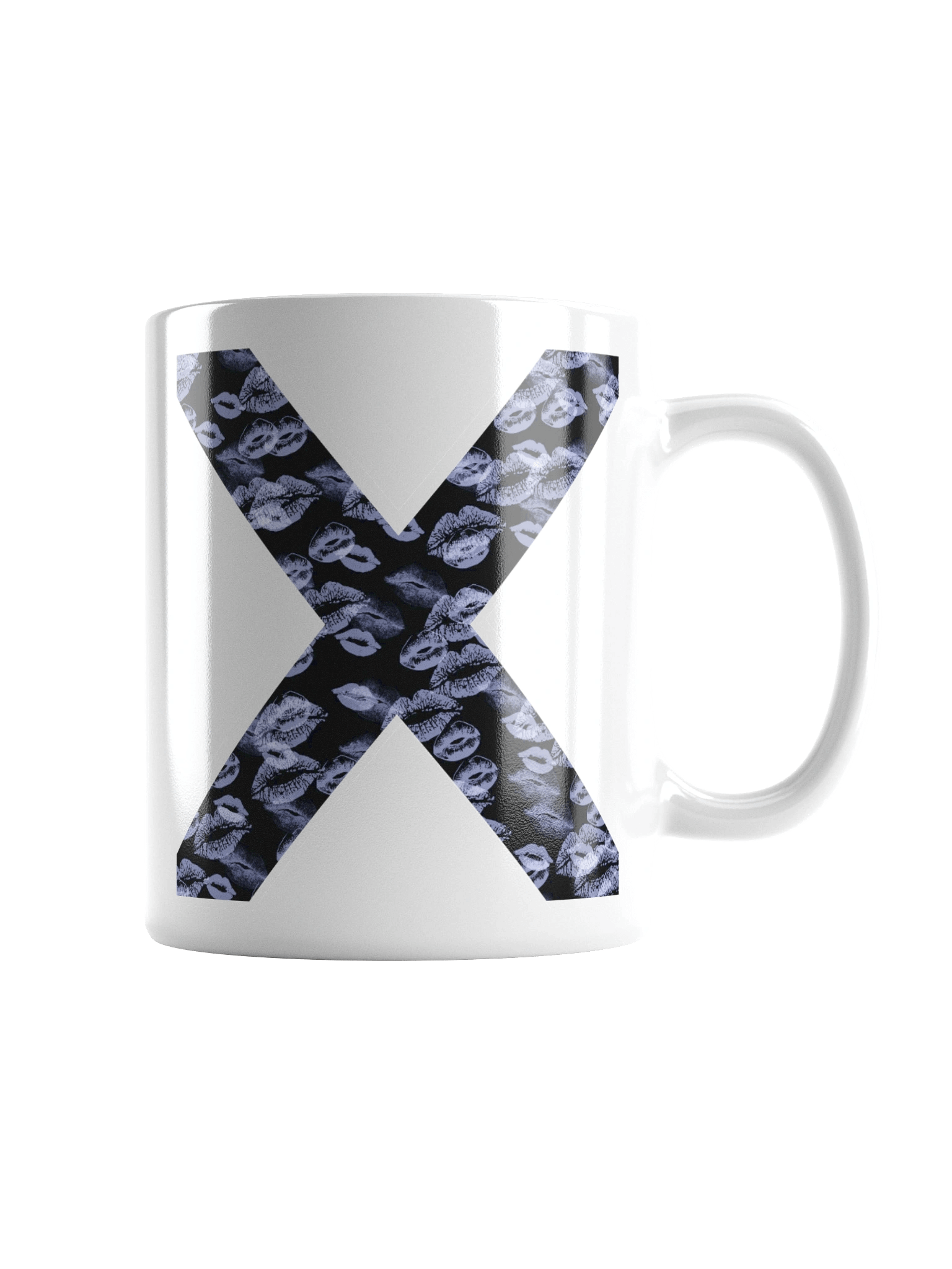 Black X Light Blue Lipstick Kisses | Glossy White Mug product image (3)