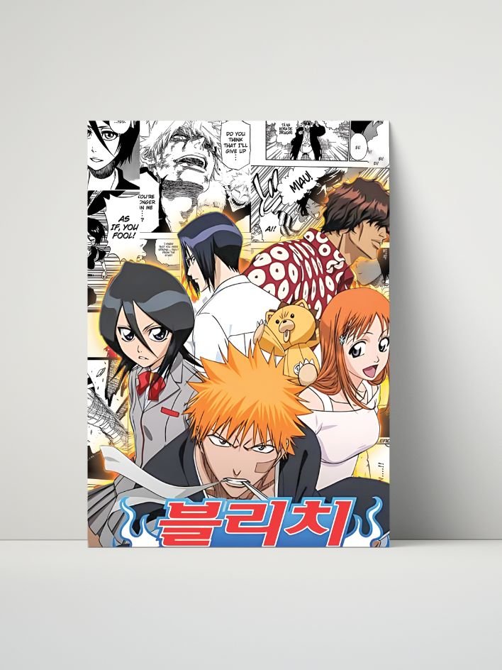 Bleach Ichigo Rukia Orihime Manga Collage – Glossy 8x10 Metal Print product image (1)