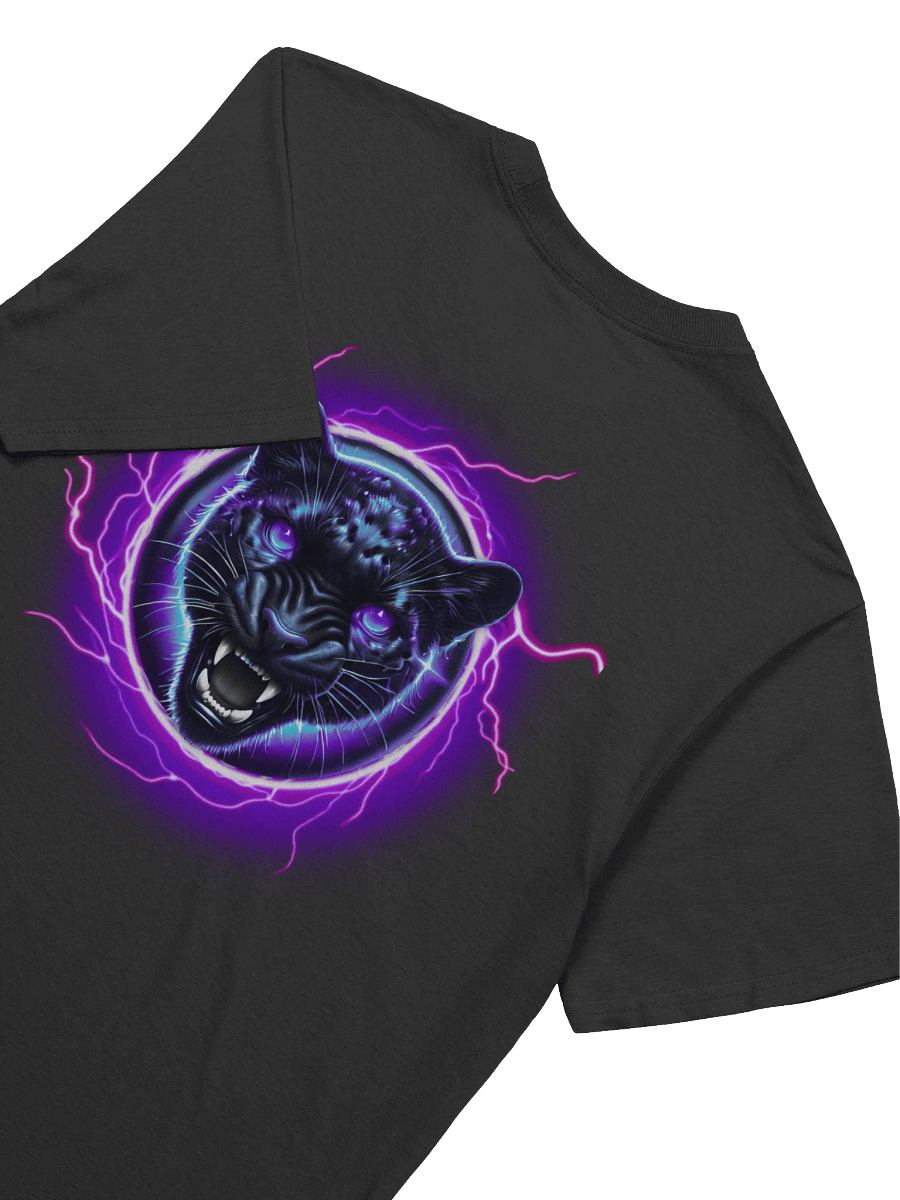 Electronic Neon purple Black jaguar Badge (Unisex Black T-Shirt) product image (4)