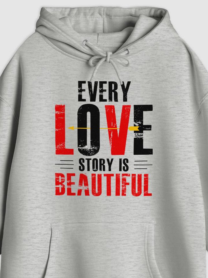 Every Love Story is Beautiful Hoodie (Front Only, Black Text) product image (1)