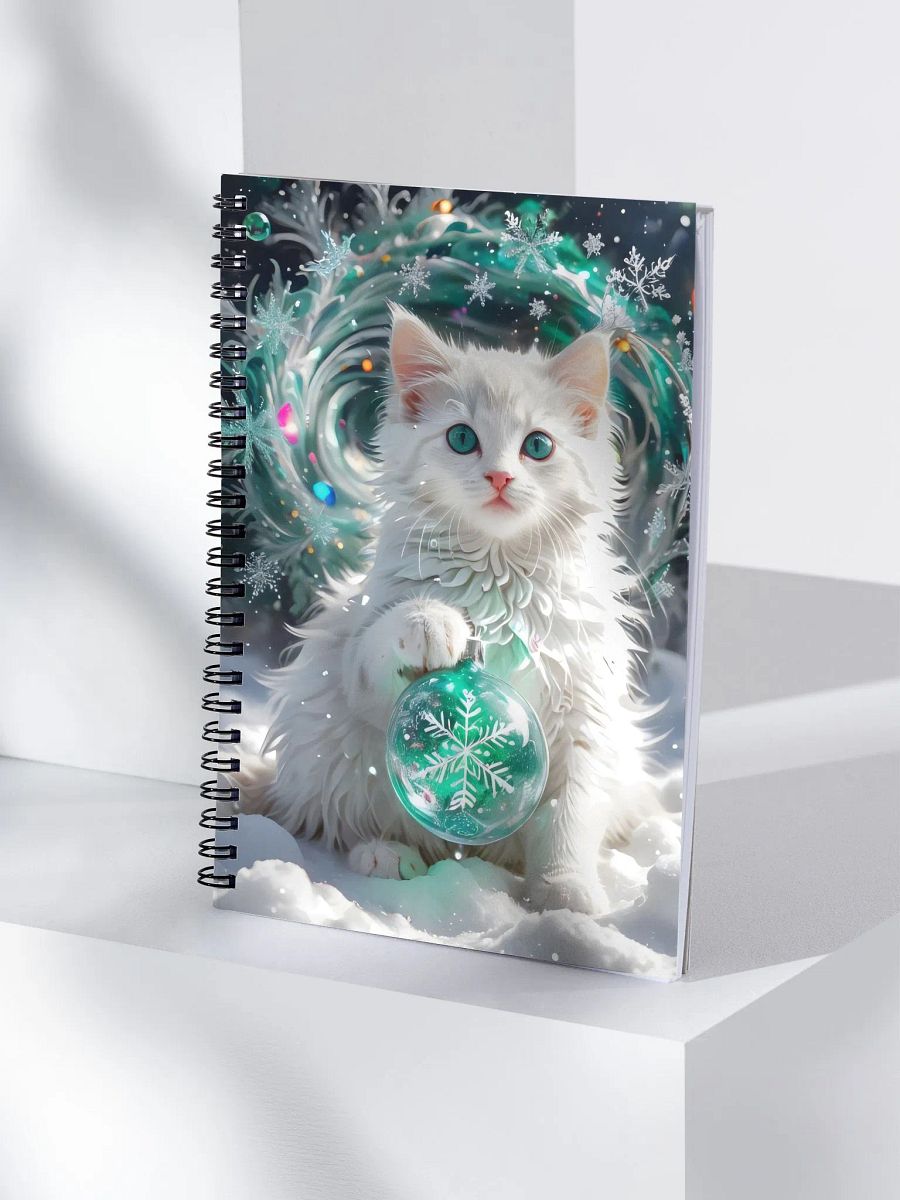 White Kitten with Snowflake Ornament Spiral Notebook product image (4)