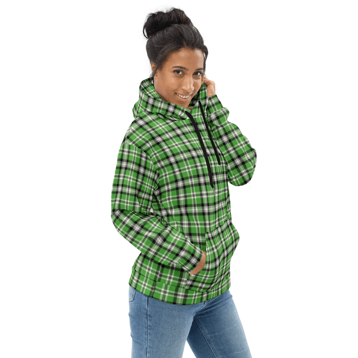 Bright Green, Black, and Gray Plaid Hoodie product image (1)