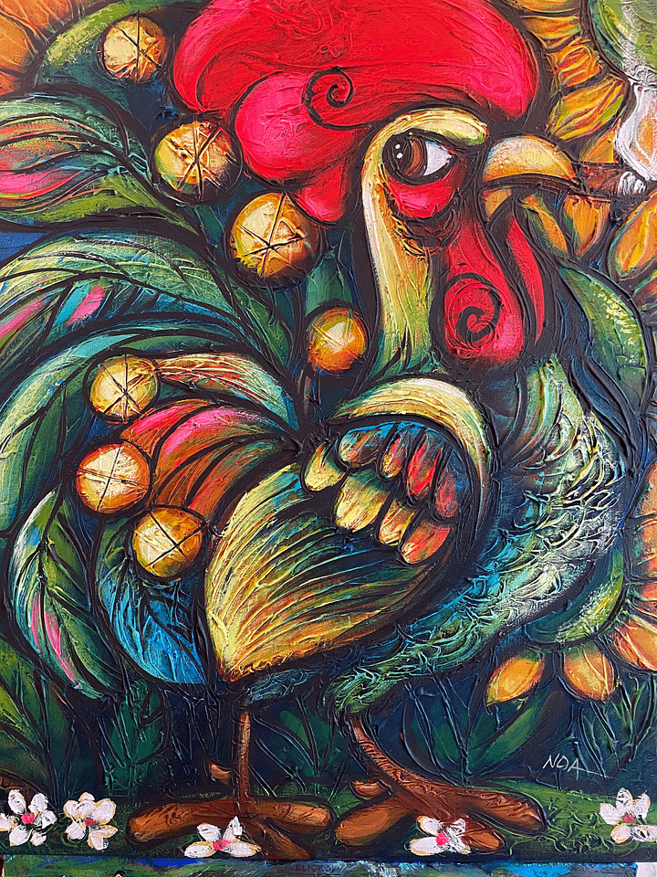 cuadro pintado a pedido original acrylic rooster painting on canvas product image (1)