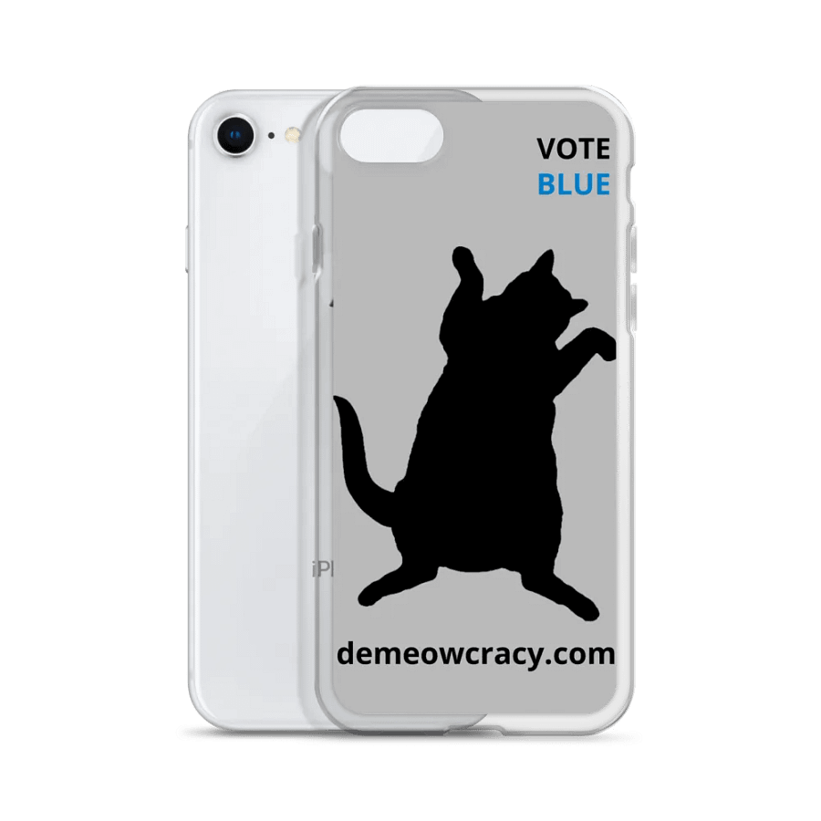 Vote Blue Dancing DeMeowcracy Cat iPhone Case - Light Grey product image (4)