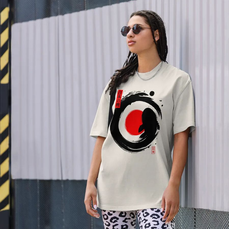 Black Koi Japanese Enso Ink - Oversized Tee product image (8)