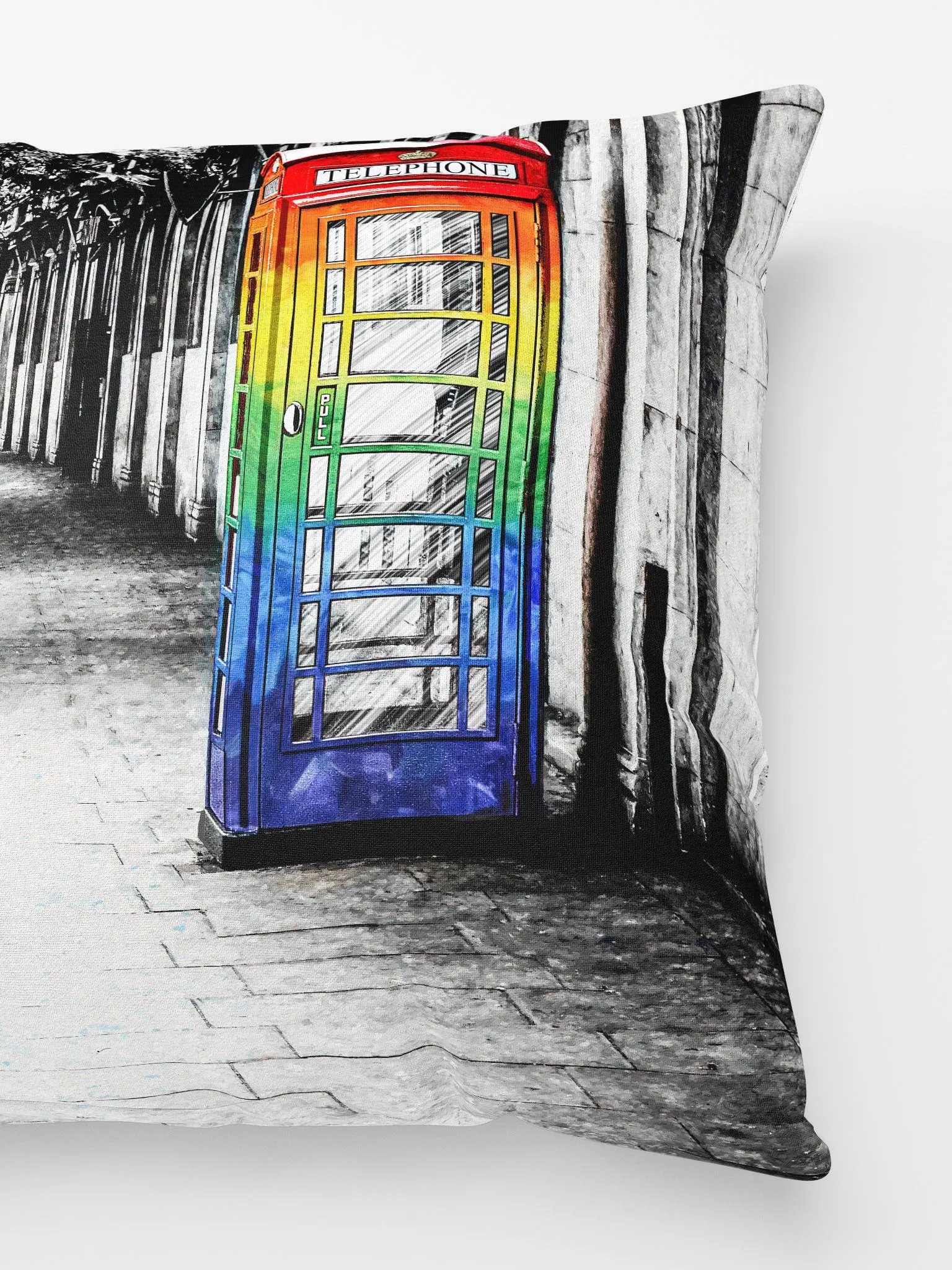 British Telephone Box - LGBTQ Pride Design Throw Pillow product image (3)