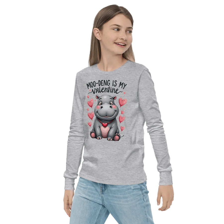 Moo-Deng is My Valentine Long Sleeve Tee product image (3)