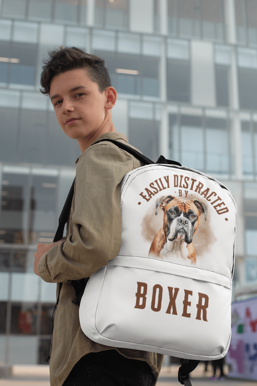Easily Distracted By Boxer All-Over Print Backpack product image (1)